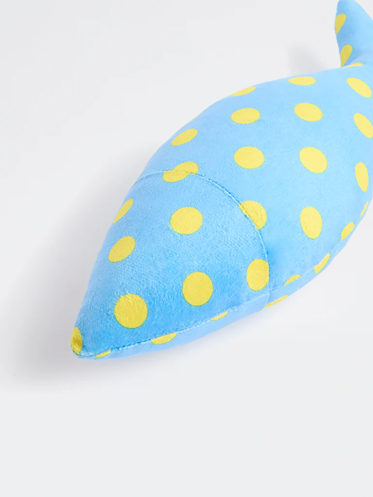 Westside Home Blue Polka-Dot Fish-Shaped Plush Pet Toy - Image 5