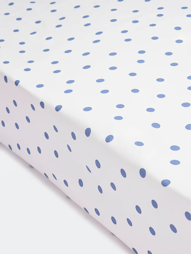 Westside Home Blue Polka Dot Queen Bed Sheet Set - Image 2