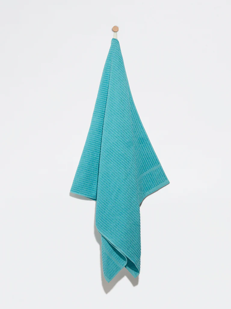 Westside Home Blue Self-Striped Bath Towel