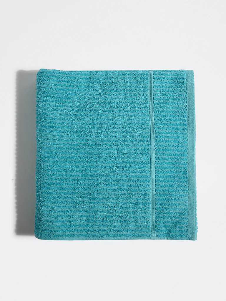 Westside Home Blue Self-Striped Bath Towel - Image 2
