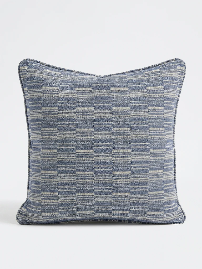 Westside Home Blue Stripe-Textured Cushion Cover - Image 2