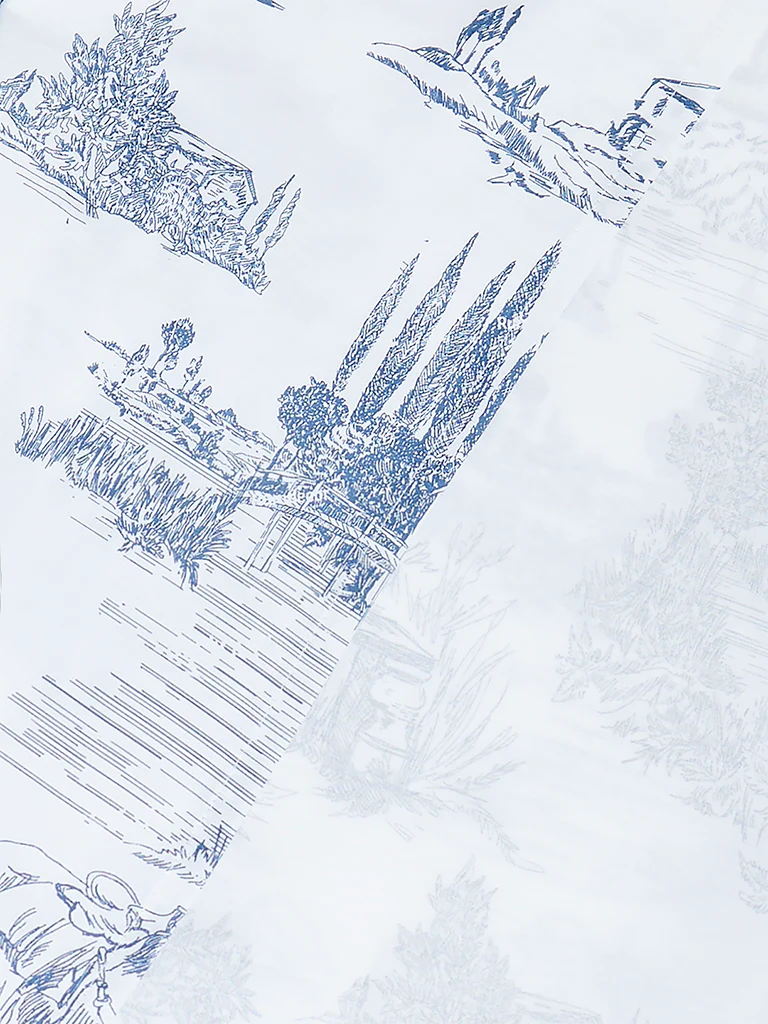 Westside Home Blue Toile Printed King Bed Sheet Set - Image 4