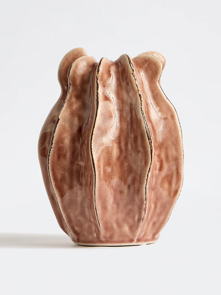 Westside Home Blush Pink Ceramic Fossil Vase - Image 2