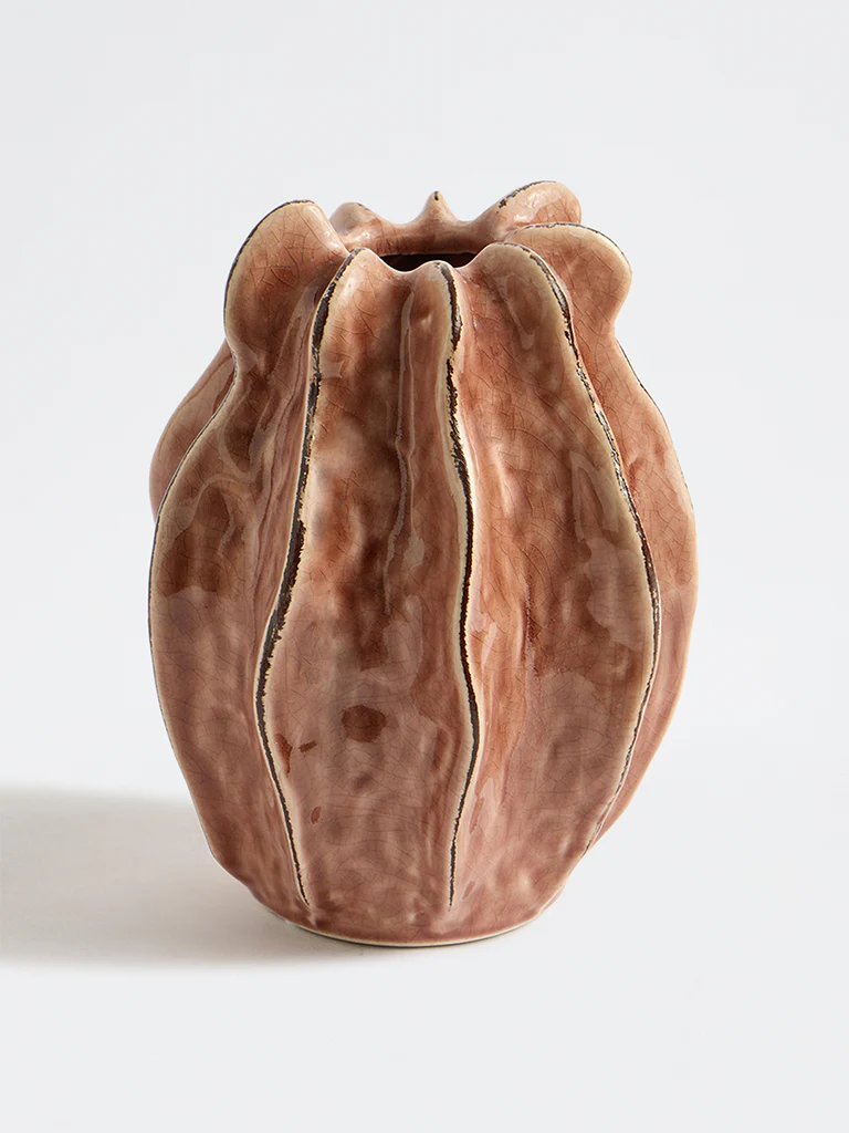 Westside Home Blush Pink Ceramic Fossil Vase - Image 3