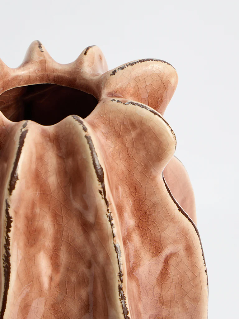 Westside Home Blush Pink Ceramic Fossil Vase - Image 4
