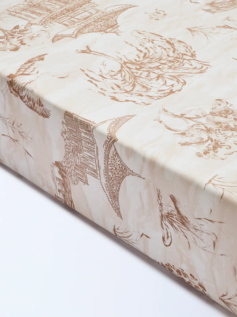 Westside Home Brown Floral Pattern Queen Bed Sheet Set - Image 2