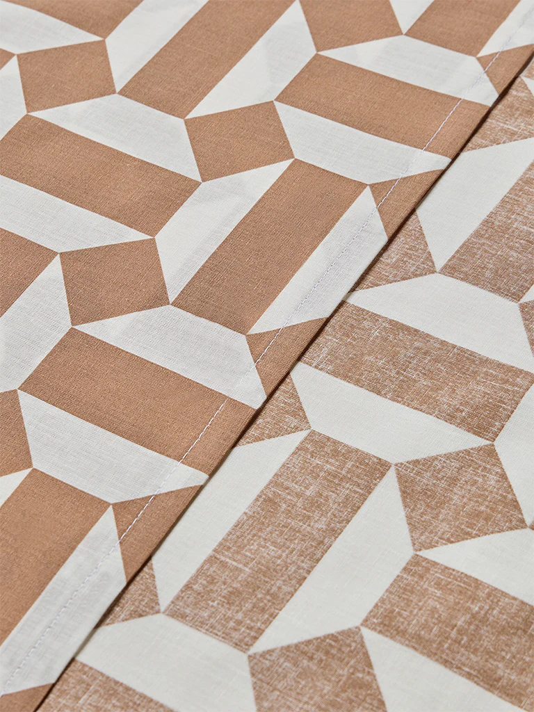 Westside Home Brown Geometric Design Queen Bed Sheet Set - Image 3