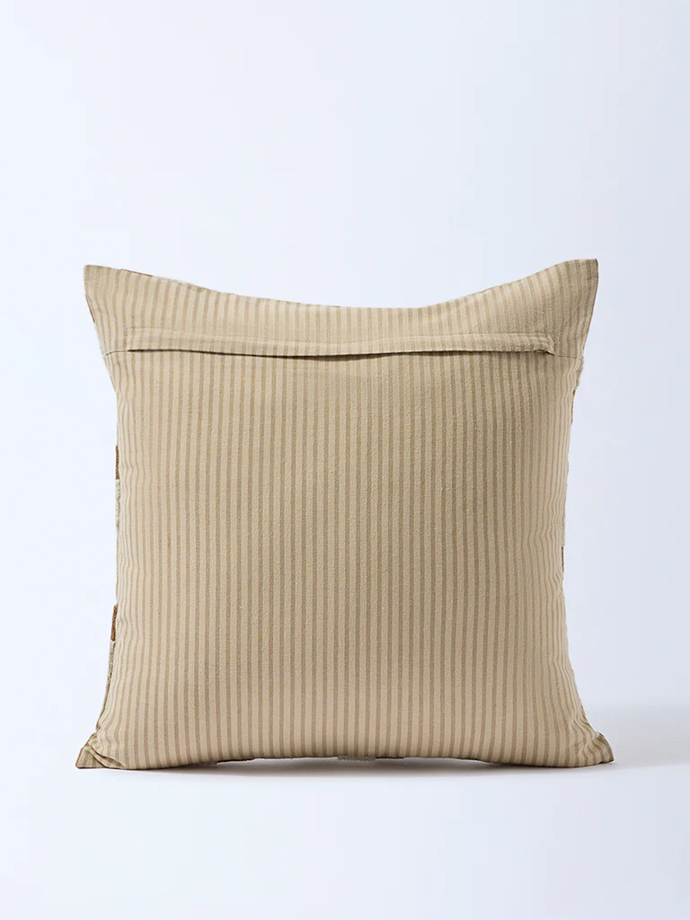 Westside Home Brown Geometric Knitted Cushion Cover - Image 2