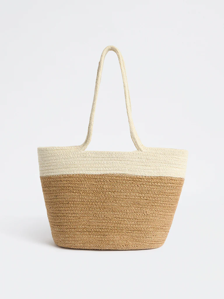 Westside Home Brown Jute Textured Lunch Bag