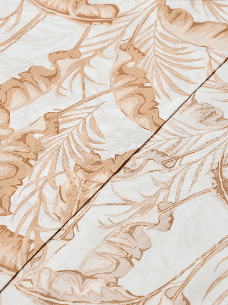 Westside Home Brown Leaf Printed Queen Bed Sheet Set - Image 3