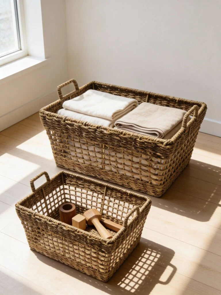 Westside Home Brown Open Weave Baskets (Set of 2)