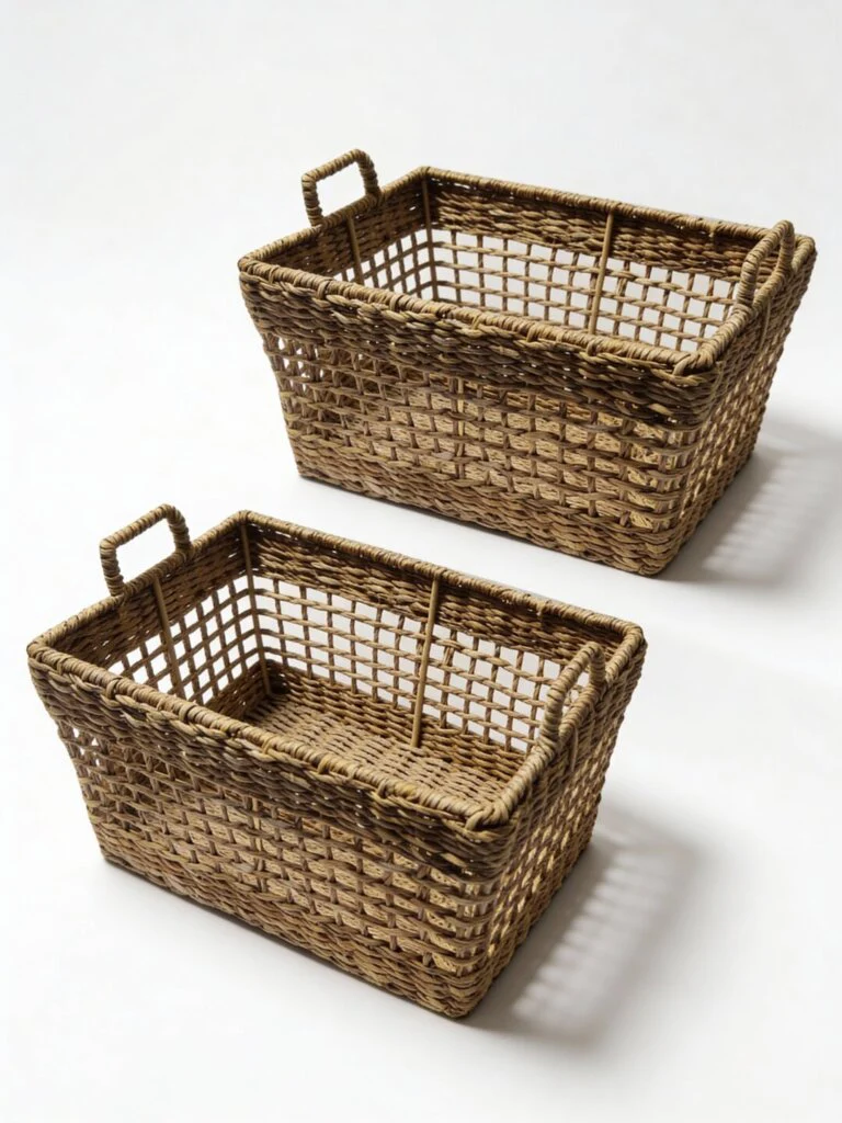 Westside Home Brown Open Weave Baskets (Set of 2) - Image 2