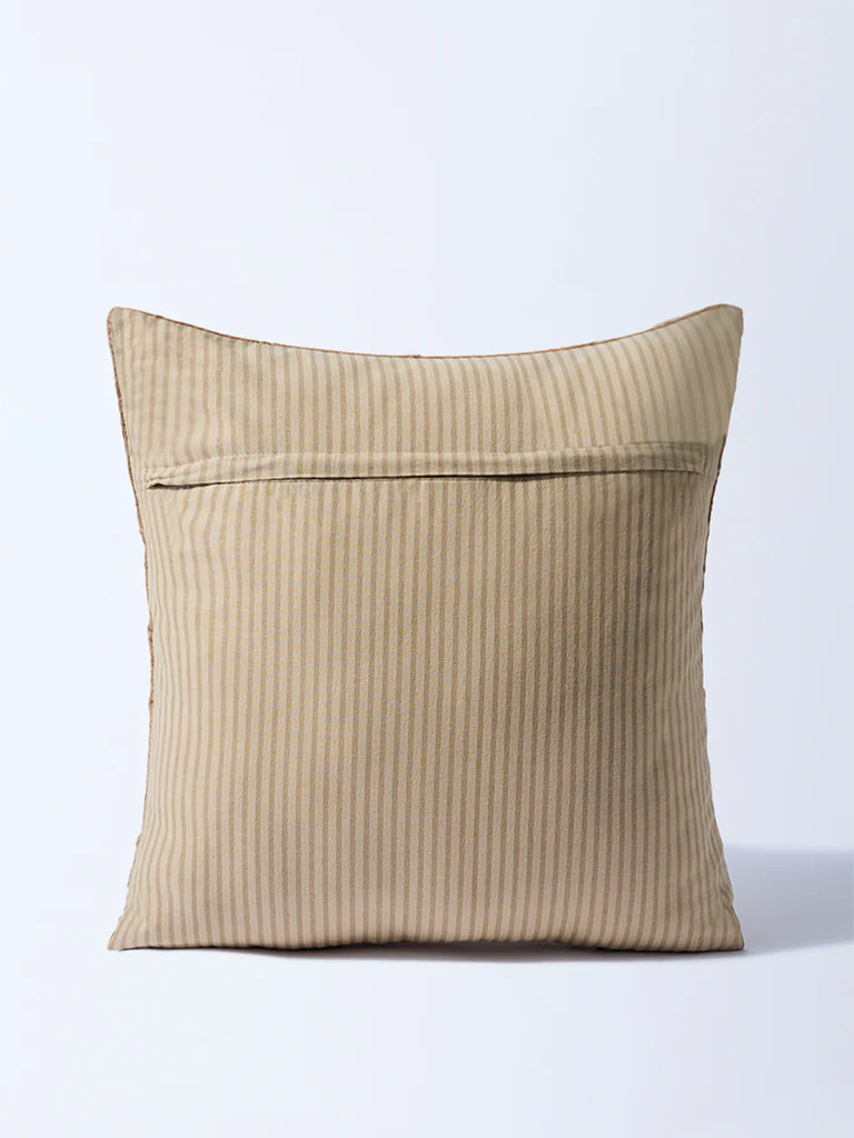 Westside Home Brown Pintuck Floral Design Cushion Cover - Image 2