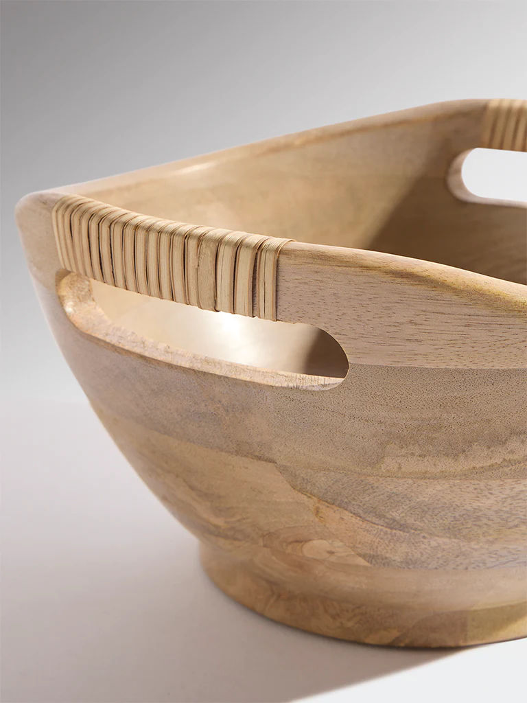 Westside Home Brown Rattan Wooden Bowl - Image 4