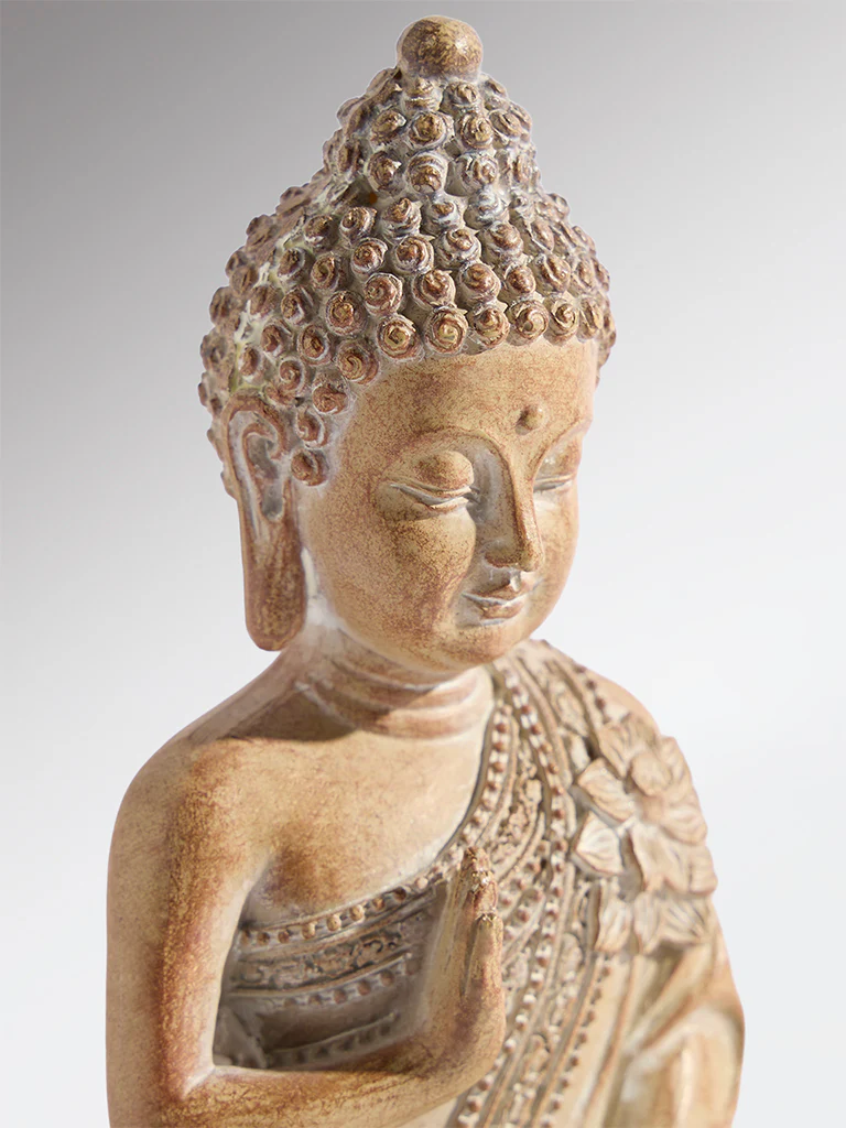 Westside Home Brown Resin Sitting Buddha Decorative Object - Image 3