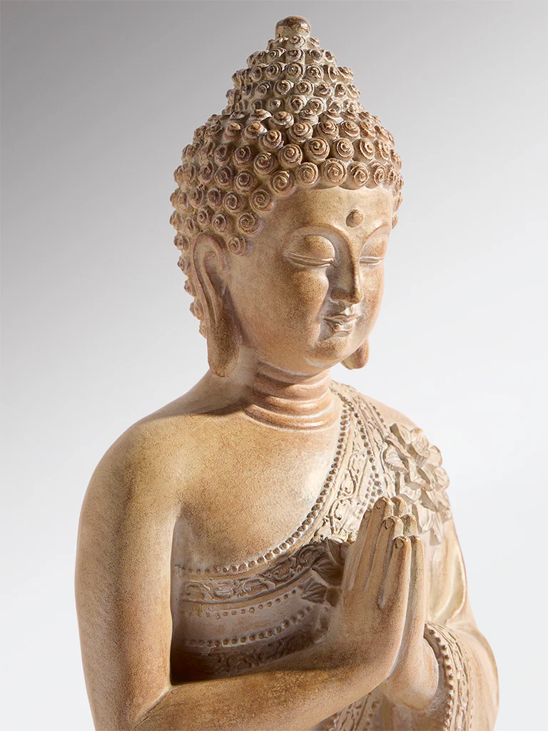 Westside Home Brown Resin Sitting Buddha Decorative Object - Image 3