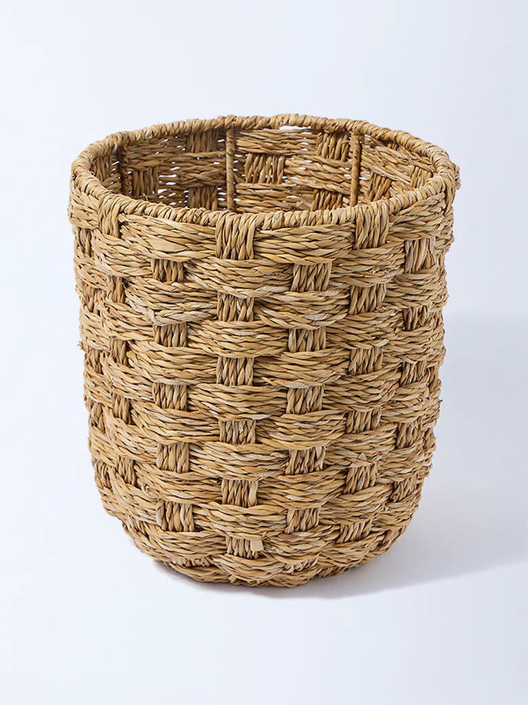 Westside Home Brown Seagrass Woven Planter  - Medium - Image 2