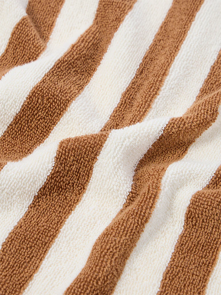 Westside Home Brown Stripe Patterned Face Towel (Set of 2) - Image 3