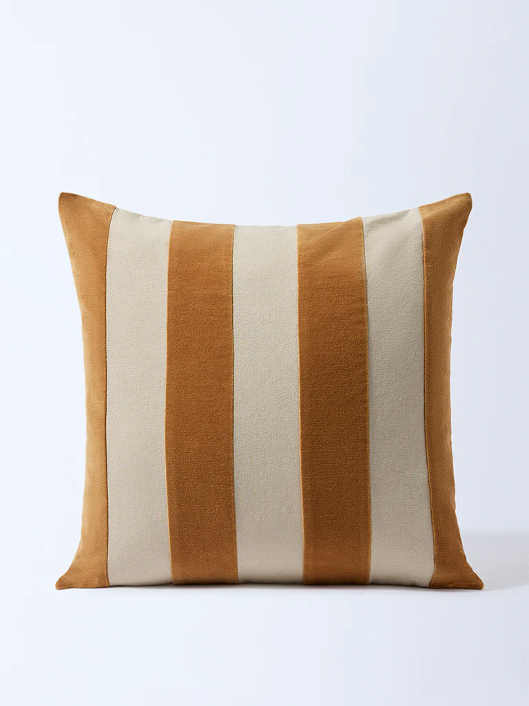 Westside Home Brown Stripe Printed Cushion Cover