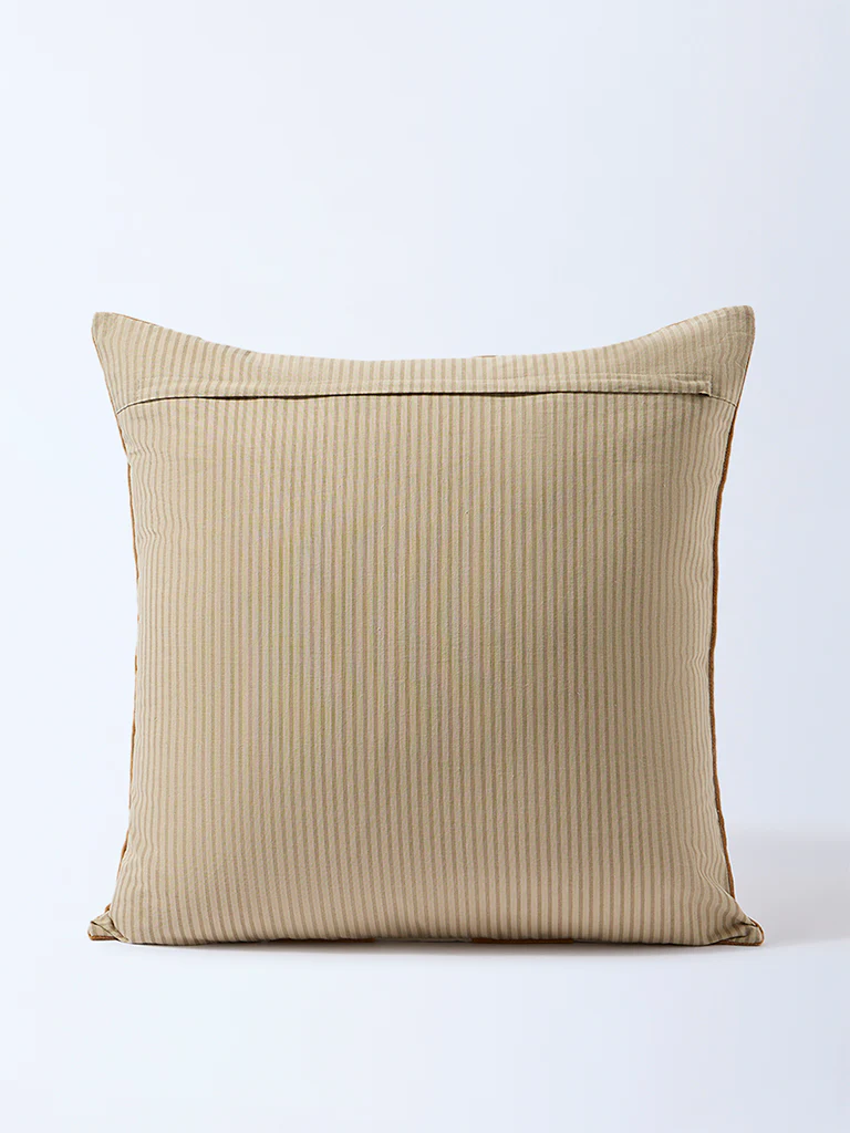 Westside Home Brown Stripe Printed Cushion Cover - Image 2