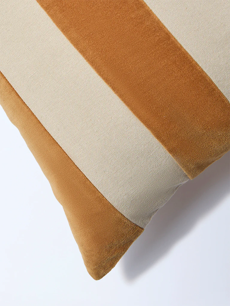Westside Home Brown Stripe Printed Cushion Cover - Image 3