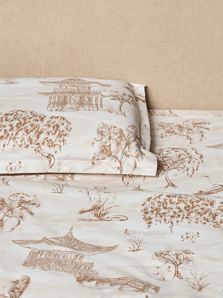 Westside Home Brown Toile Pattern King Bed Sheet Set