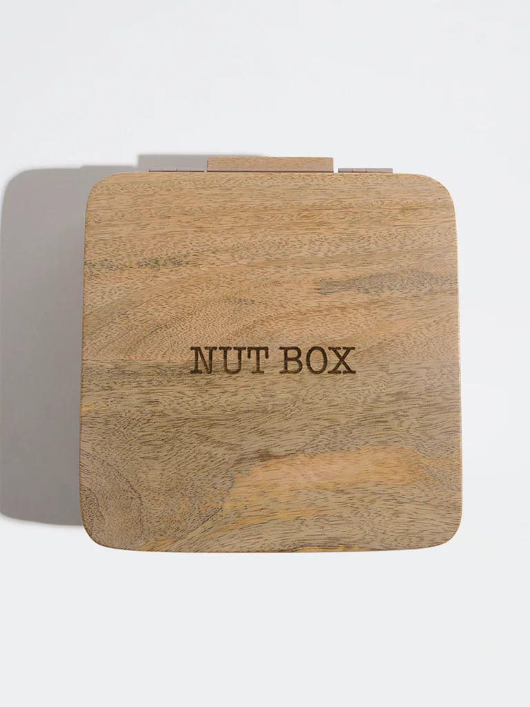 Westside Home Brown Typographic Wooden Nut Box - Image 2