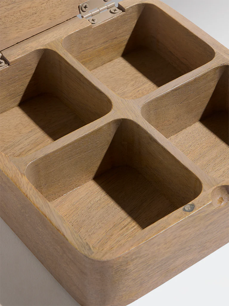 Westside Home Brown Typographic Wooden Nut Box - Image 4