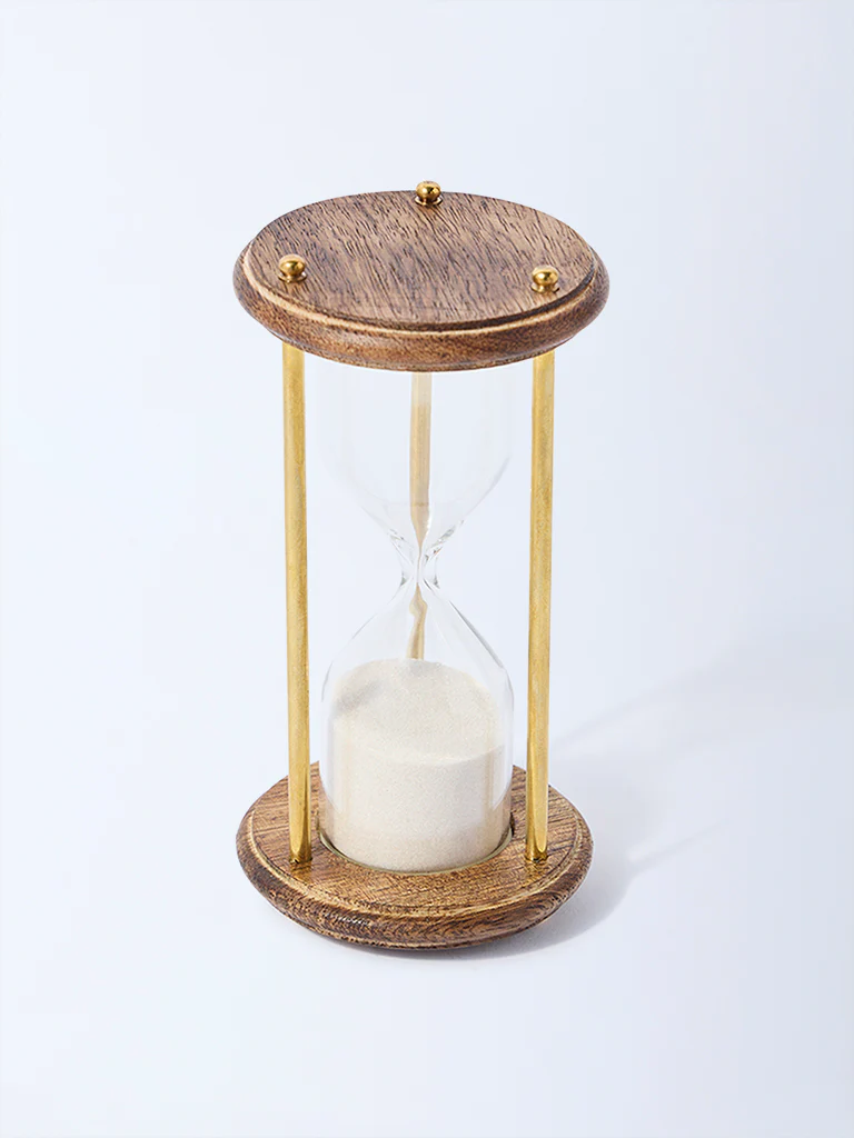 Westside Home Brown Wood and Metal Hour Glass - Image 2