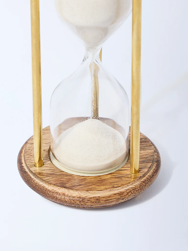 Westside Home Brown Wooden and Metal Hour Glass - Image 3