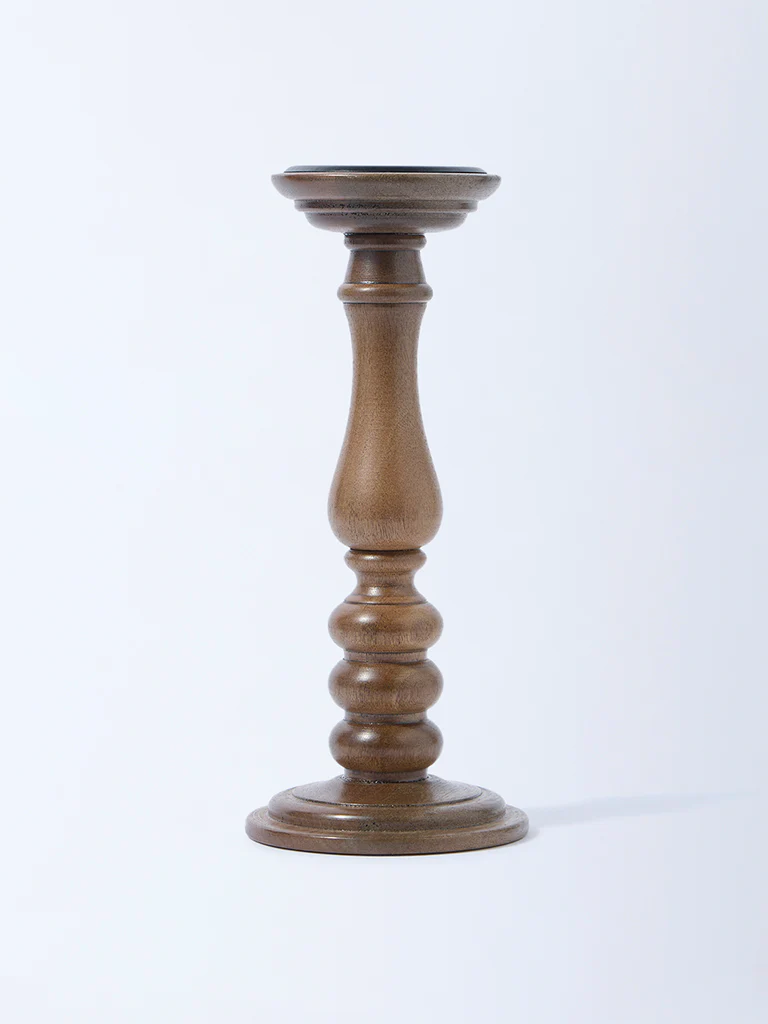 Westside Home Brown Wooden Candle Holder
