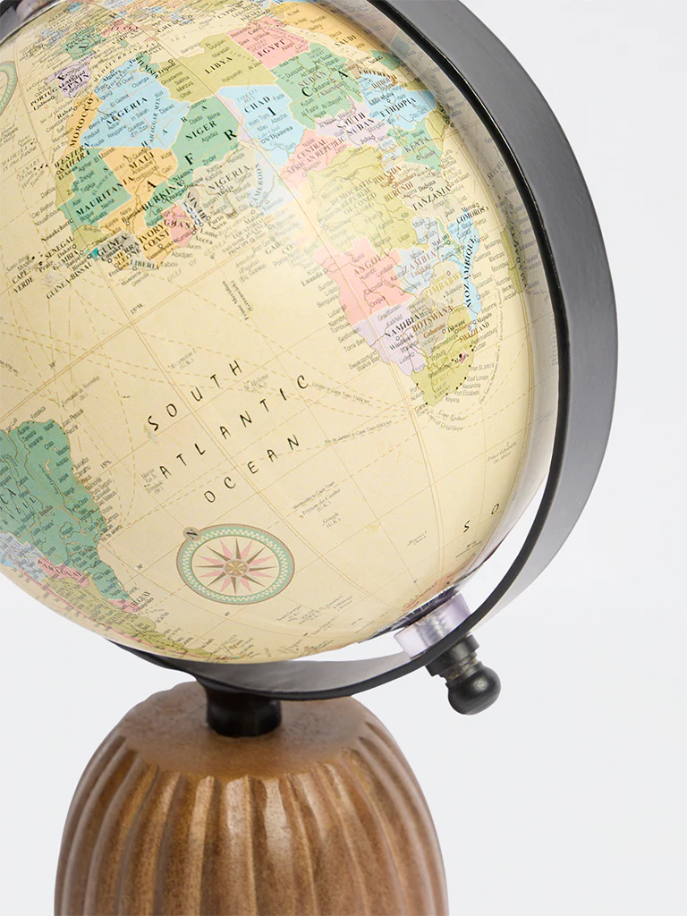 Westside Home Brown Wooden Globe Decorative Object - Image 3