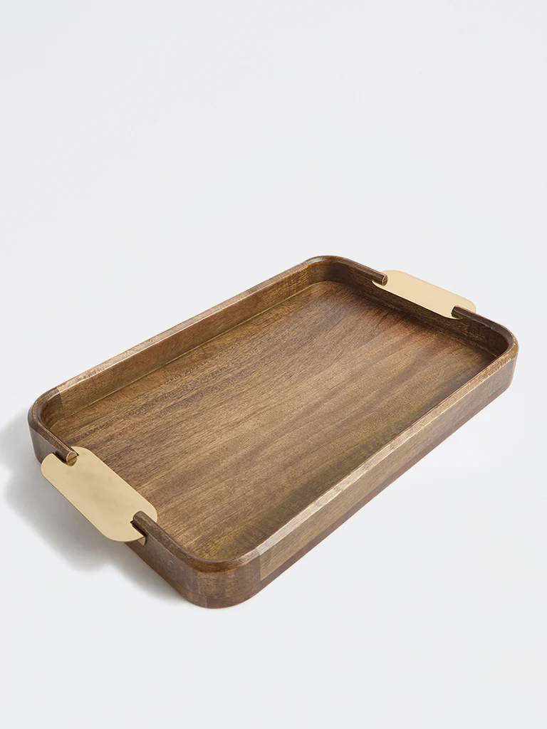 Westside Home Brown Wooden Serving Tray - Small - Image 2