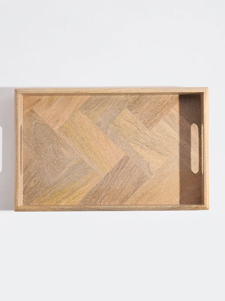 Westside Home Brown Zigzag Wooden Tray - Image 2