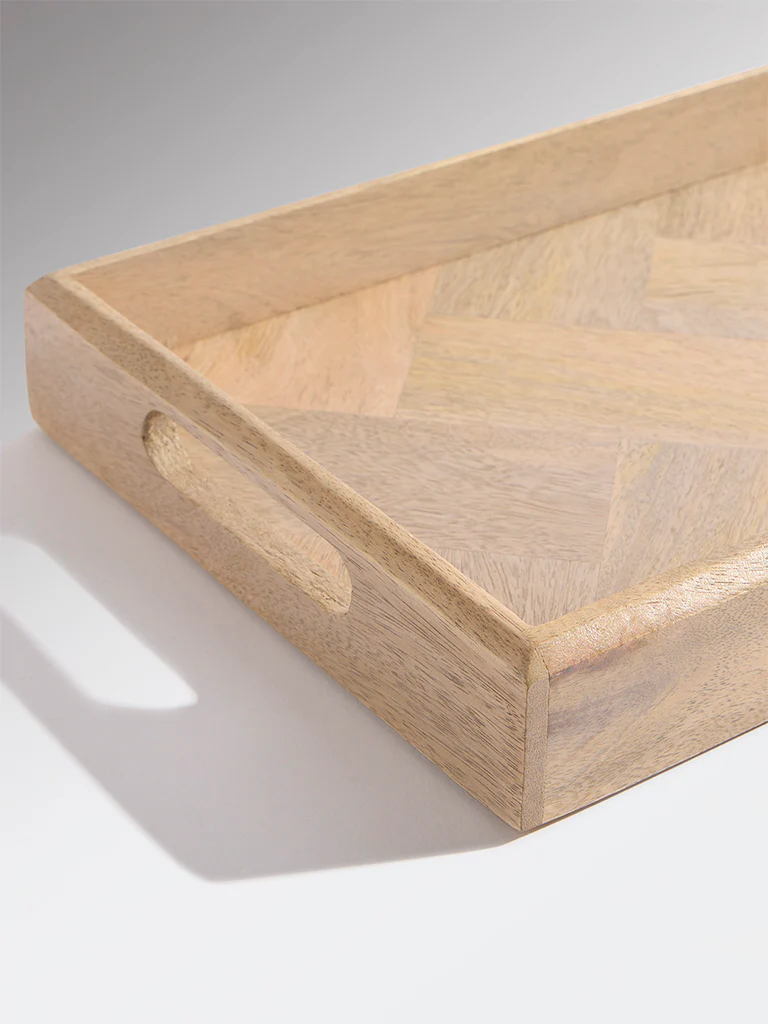 Westside Home Brown Zigzag Wooden Tray - Image 4