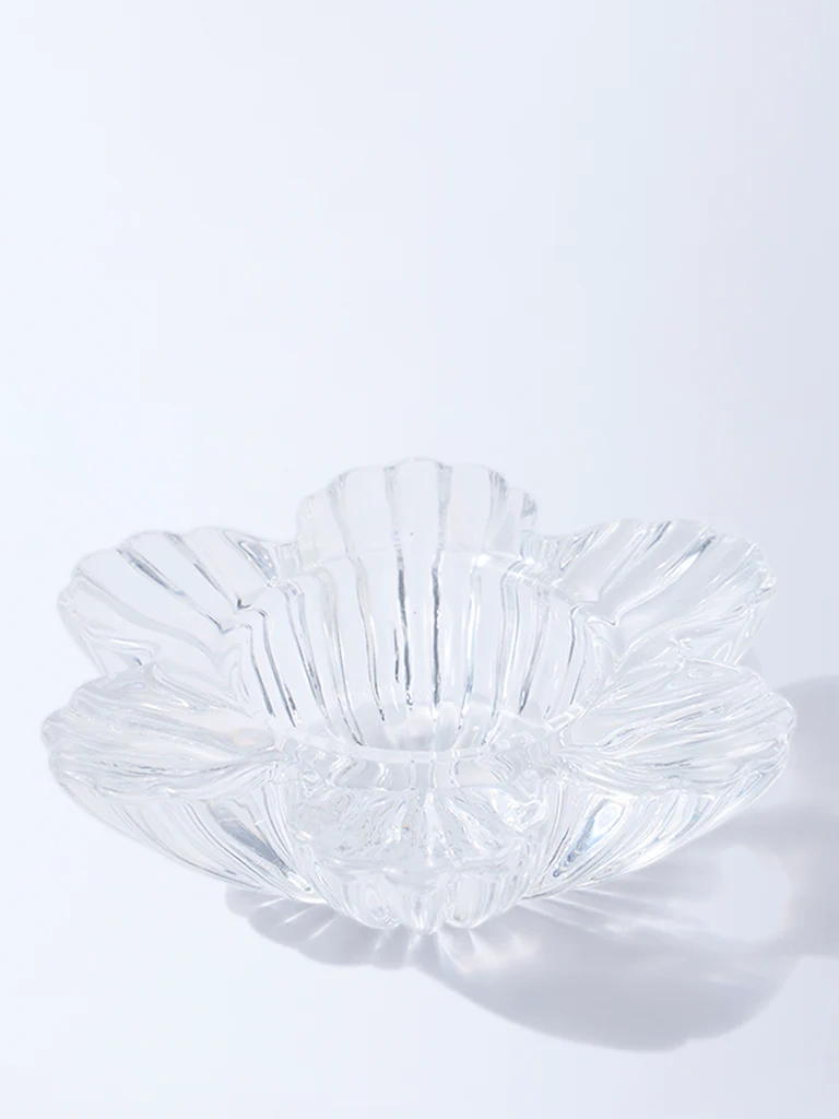 Westside Home Clear Glass Flower Tealight Candle Holder - Image 2