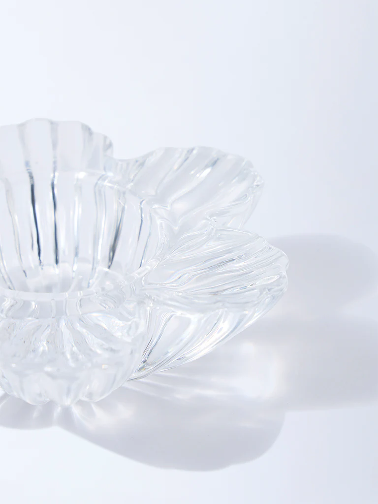 Westside Home Clear Glass Flower Tealight Candle Holder - Image 3