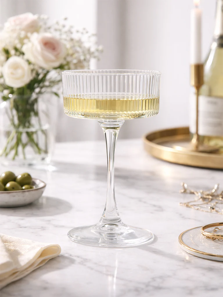 Westside Home Clear Textured Coupe Wine Glass