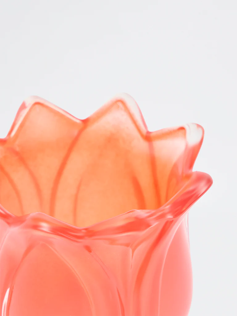 Westside Home Coral Glass Lotus Tealight Candle Holder - Image 3