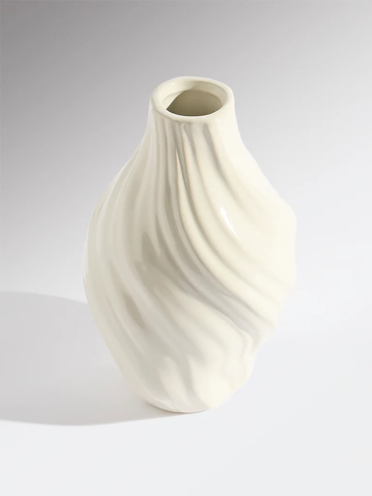 Westside Home Cream Ceramic Twist Vase - Image 2