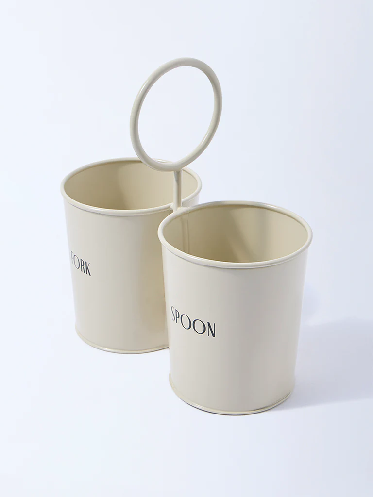 Westside Home Cream Fork and Spoon Cutlery Caddy - Image 2
