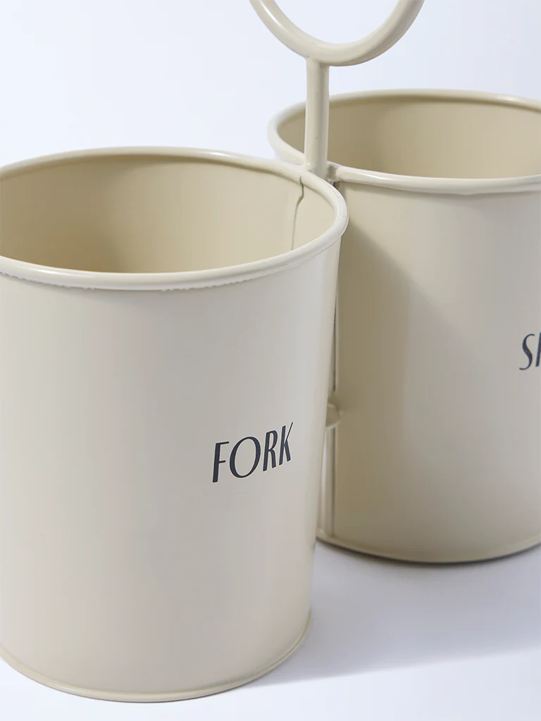 Westside Home Cream Fork and Spoon Cutlery Caddy - Image 3