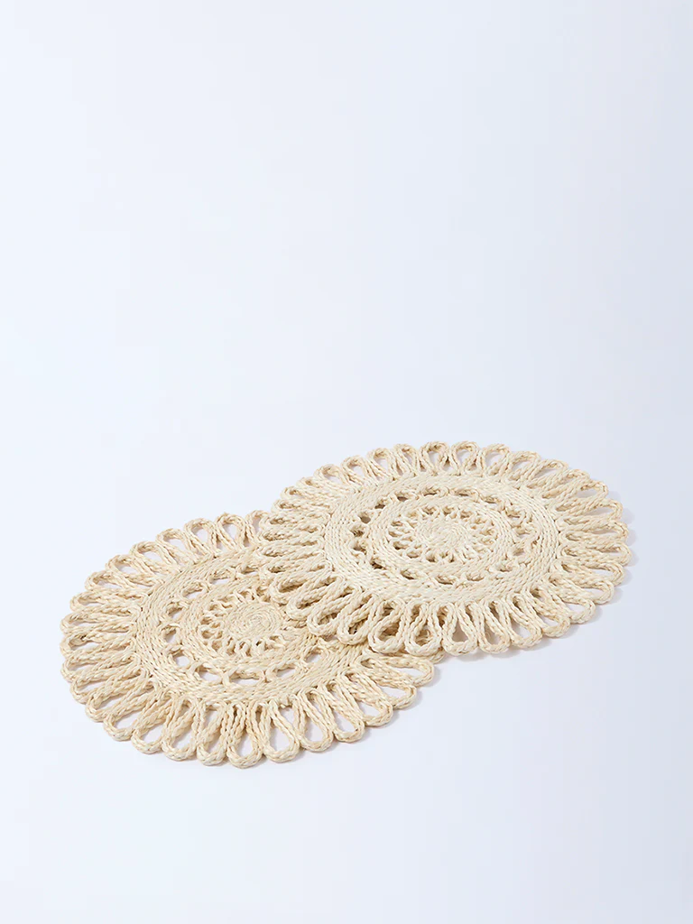 Westside Home Cream Woven-Textured Placemats (Set of 2) - Image 2