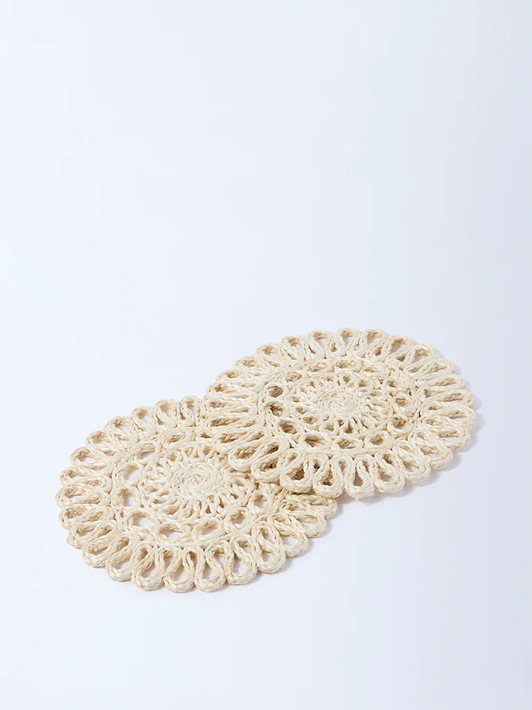 Westside Home Cream Woven-Textured Trivets (Set of 2) - Image 2