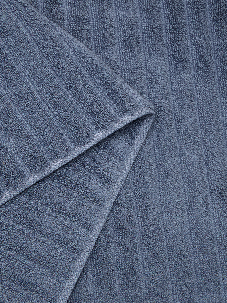 Westside Home Dark Blue Self-Striped Bath Towel - Image 3