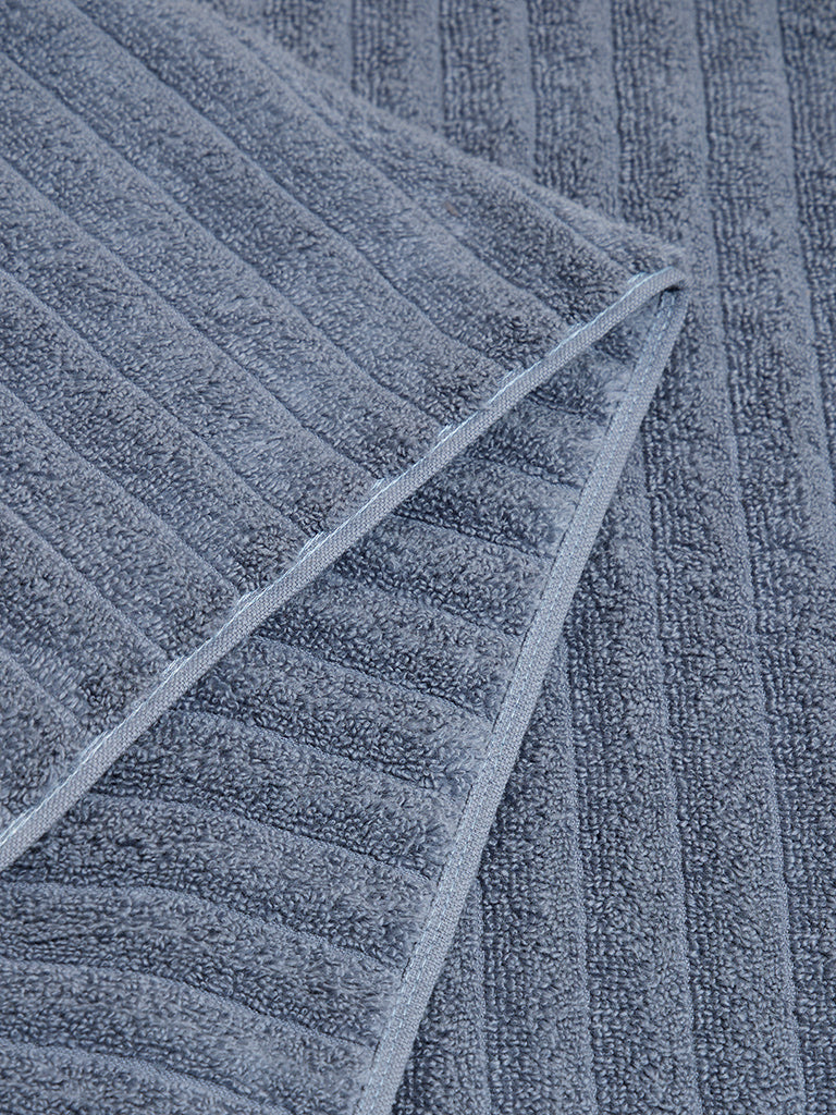 Westside Home Dark Blue Self-Striped Bath Towel - Image 3