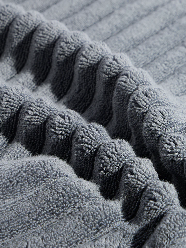 Westside Home Dark Blue Self-Striped Hand Towel - Image 3