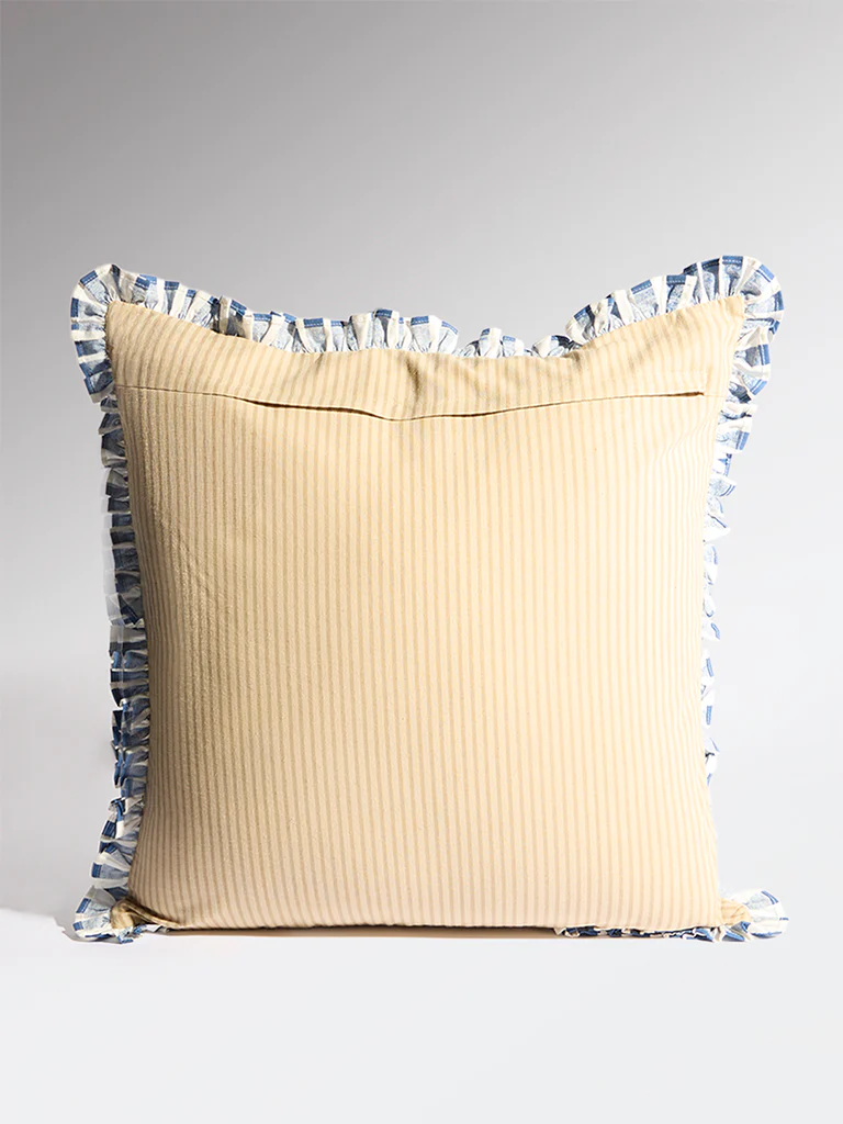 Westside Home Dark Blue Stripe Pattern Cushion Cover - Image 3