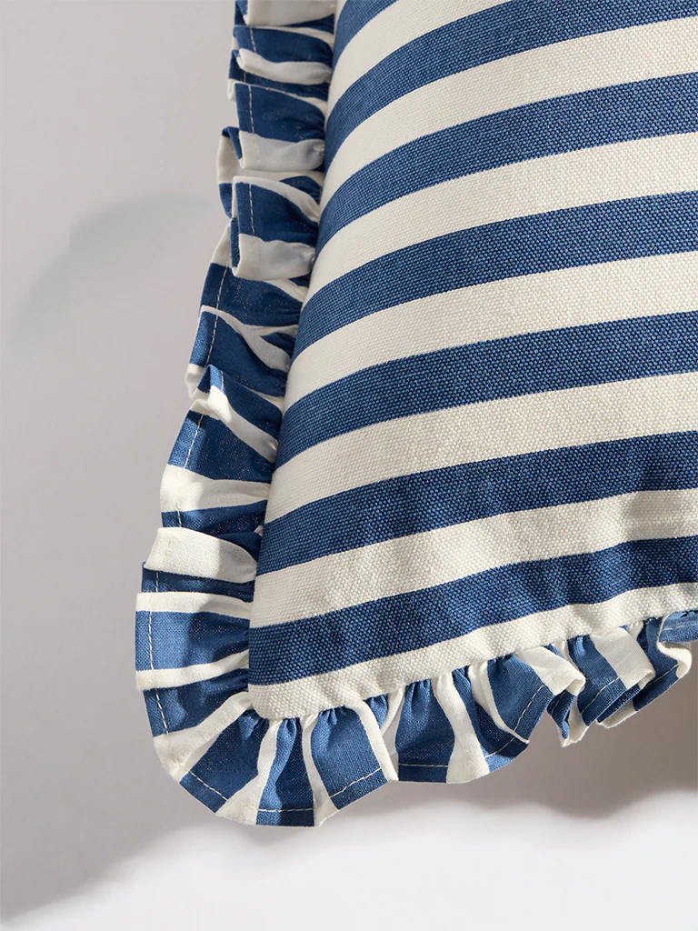 Westside Home Dark Blue Stripe Pattern Cushion Cover - Image 4