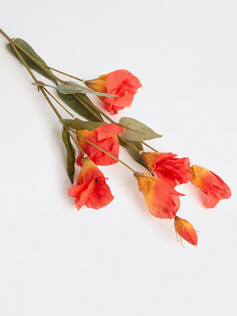 Westside Home Dark Orange Artificial Lisianthus Flower Stem - Image 3